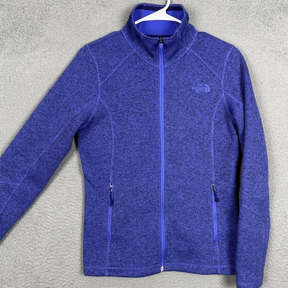 The North Face Jacket Womens Small Crescent Full Zip Blue Heathered Fleece EUC